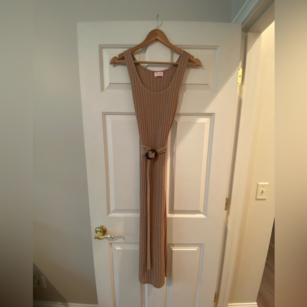 Pink Lily never Worn knitted midi dress with adjustable belt
